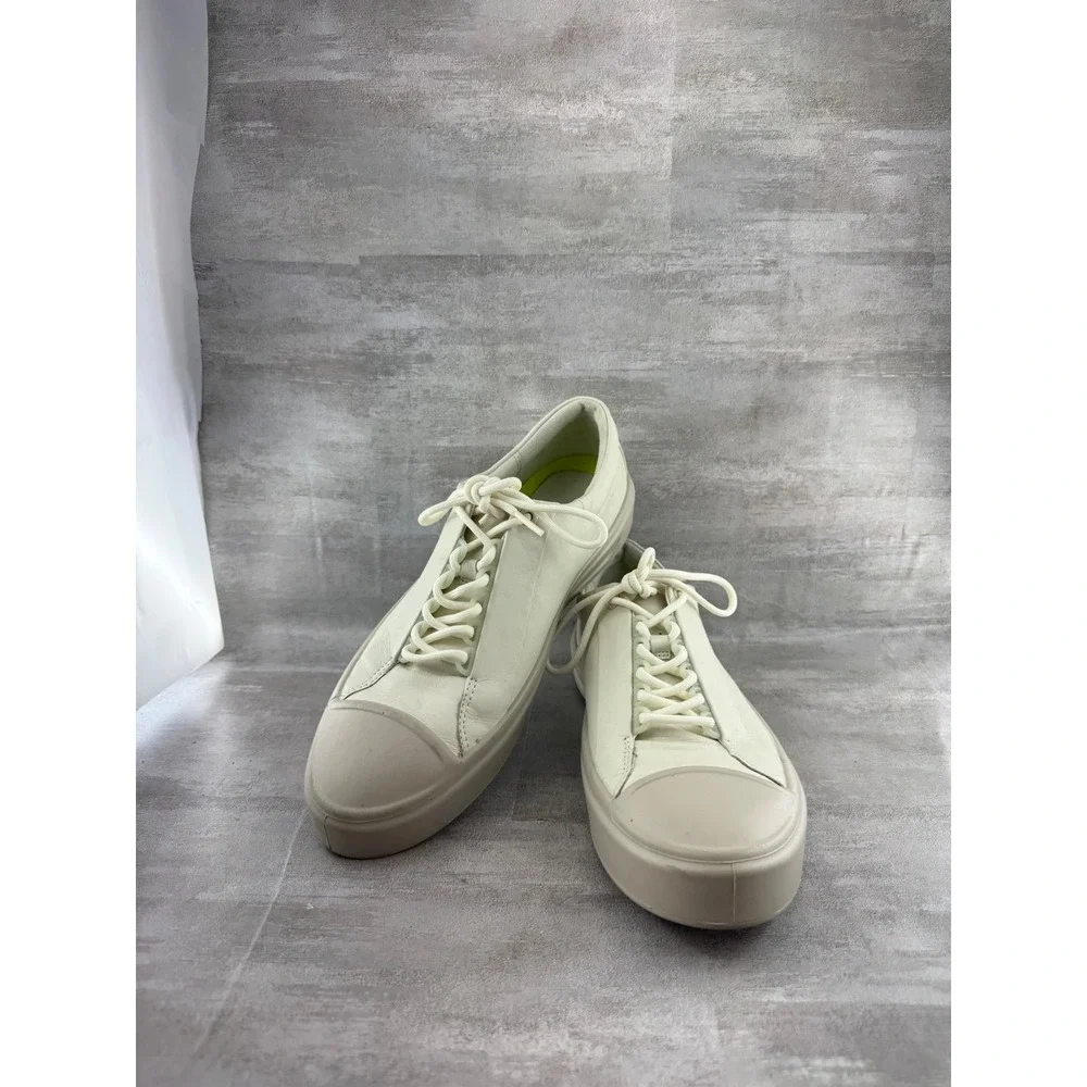 ECCO Street Tray Plus Women Sz 10 Leather Low Top Sneakers Limestone